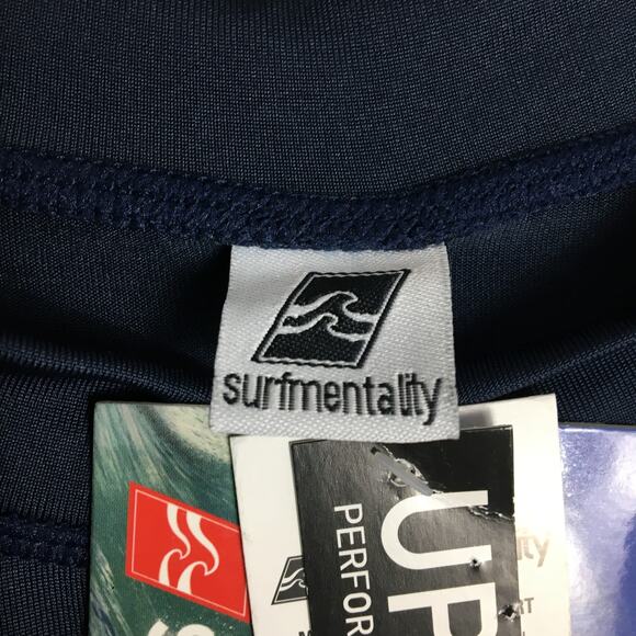 Surf Mentality Medium Men's Top UPF 50+ Navy Blue - Picture 3 of 6